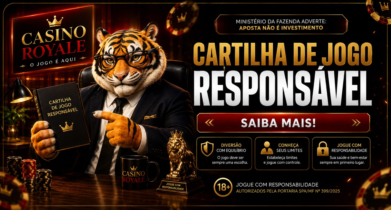 Cartilha de jogo responsável: diversão com equilíbrio, conheça seus limites.